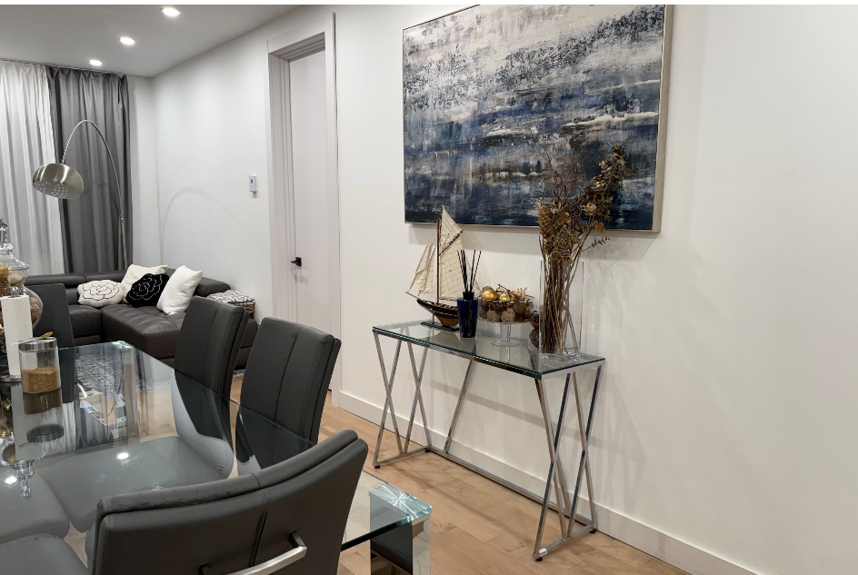 Tidy modern living and dining room cleaned by Pride Care Cleaning in Durham
